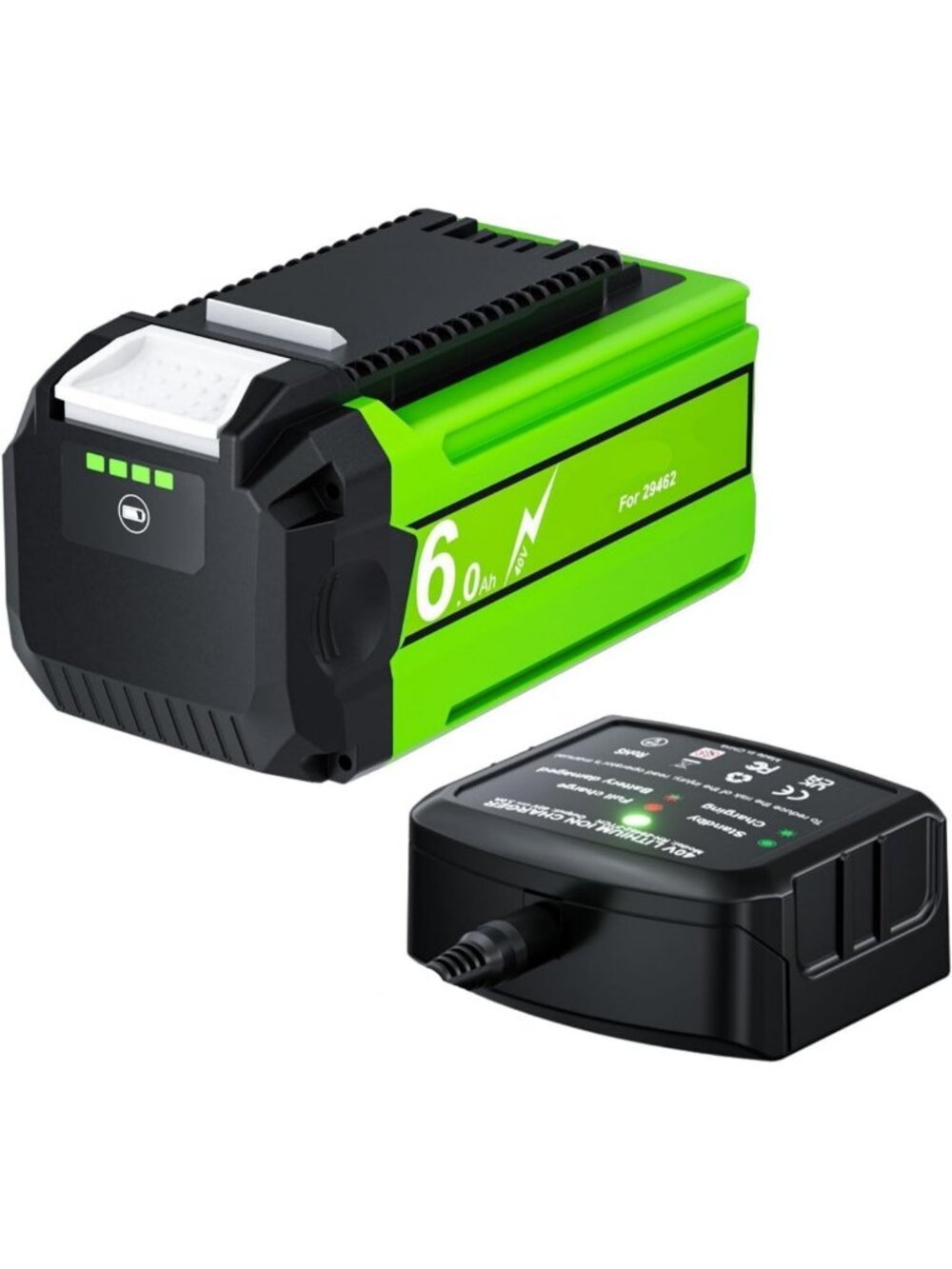 High Capacity 6.0Ah Replacement Battery for 40V Power Tools & Charger